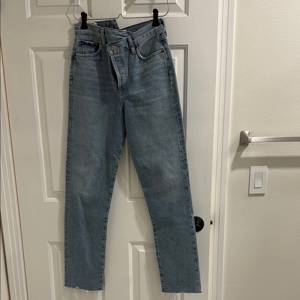 Agolde Criss Cross Women's Straight Leg Jeans - Light Blue - Never worn like new